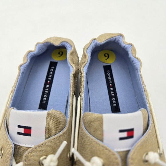 Tommy Hilfiger Womens Slip-On Gold Shimmer Preppy Boat Shoes 9 Logo Loafers New - Picture 6 of 9